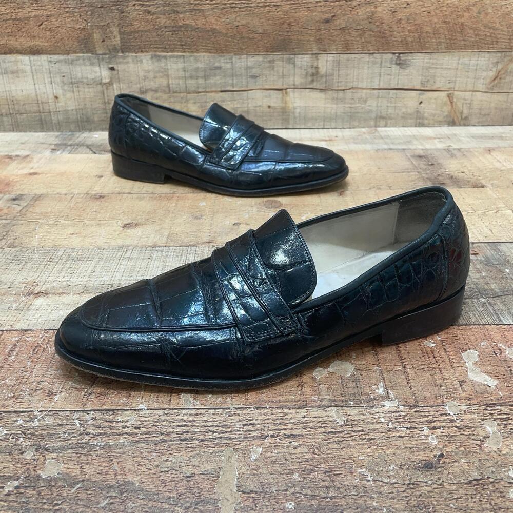 Fennix Italy Genuine Alligator Dress Shoes Mens Size 10 43 Loafer Made In Italy